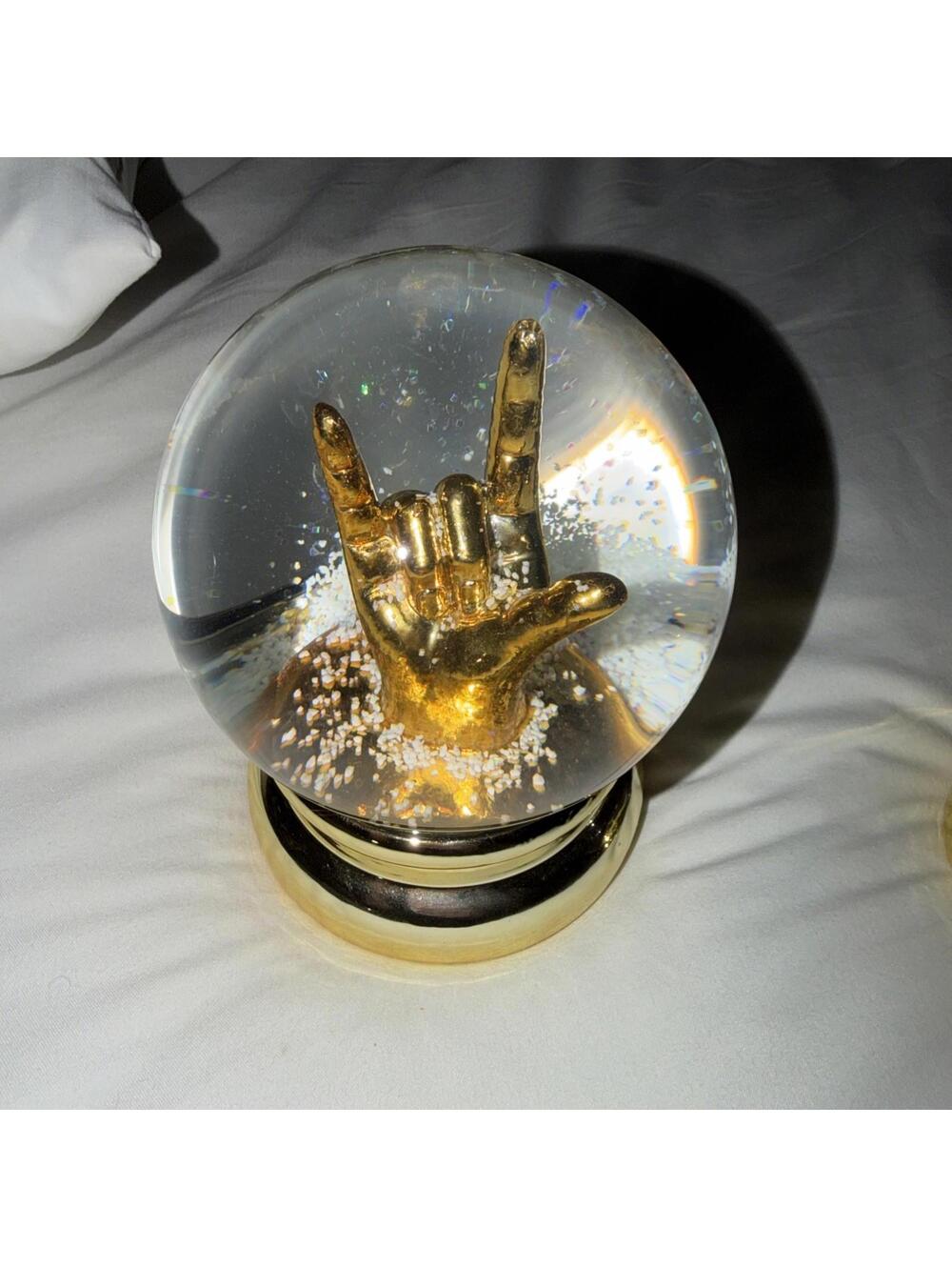Iloveyou Snow Globe  Decor  Goldw/ white snow